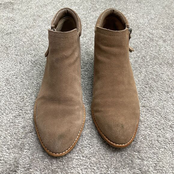 Steve Madden Tobii Leather suede Ankle Boots Womens 7 Brown Round Toe Side Zip - Picture 1 of 14